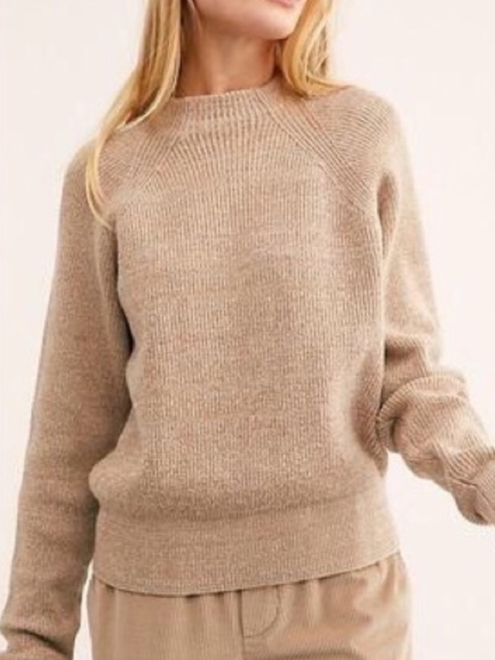 Free People Too Good Cropped Chunky Ribbed Mock Neck Sweater S